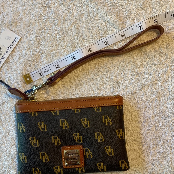 Dooney & Bourke Dark Brown and Tan Logo Wristlet - Picture 5 of 6
